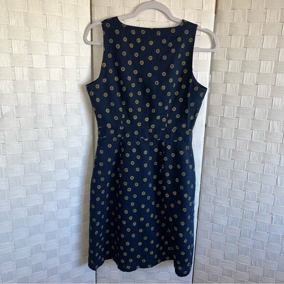 J. Crew Blue Button Up Linen Sunflower Dress Women’s Size 2 - Picture 8 of 12